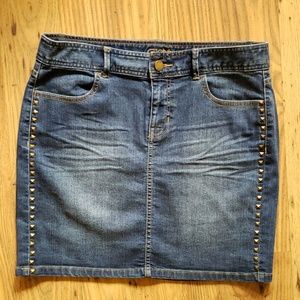 Cache Studded Jean Skirt